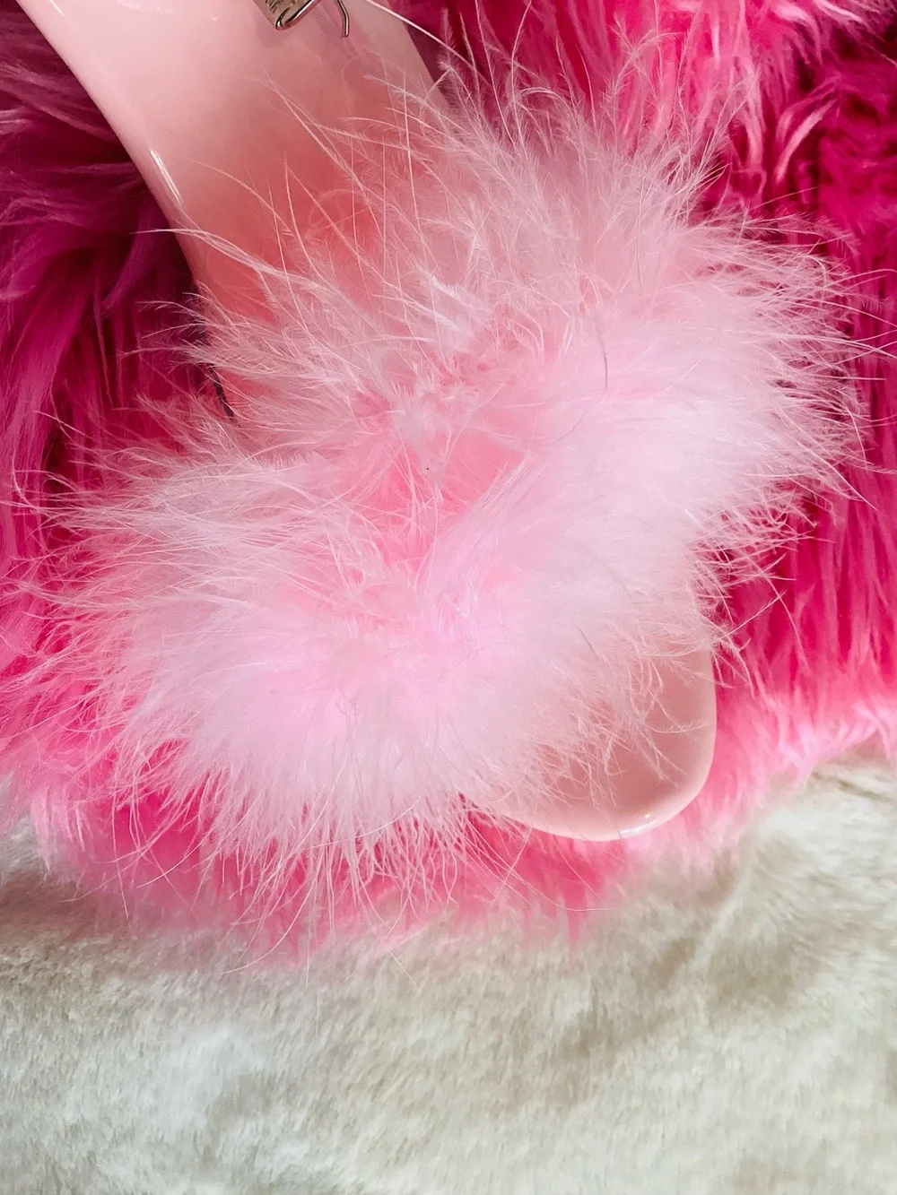 Pink Stiletto Heels Marabou Feathers Platform Sexy